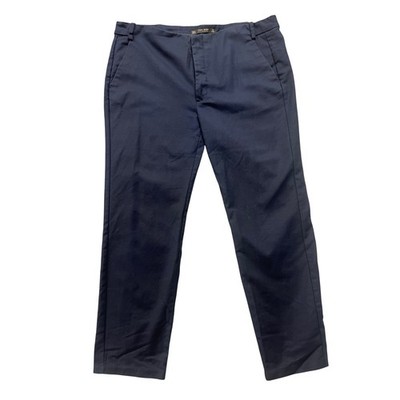 Zara Basic Collection Navy Blue Chino Trousers Straight Leg Pants Womens USA 12
