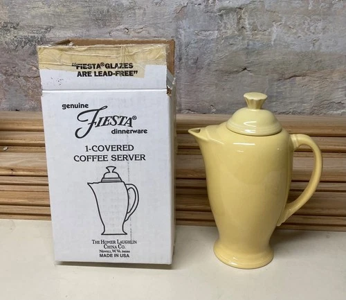 FIESTA Ware YELLOW Coffee Pot With Lid In Box Retired Color 9" P86