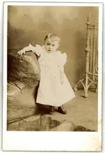 Antique Cabinet Card Circa 1890s Cute Baby In Dress Unmarked
