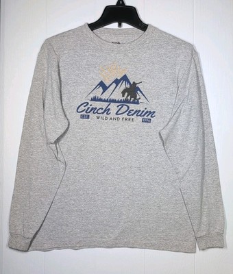 Cinch Denim Boys Wild And Free Graphic Long Sleeve Shirt Size XL