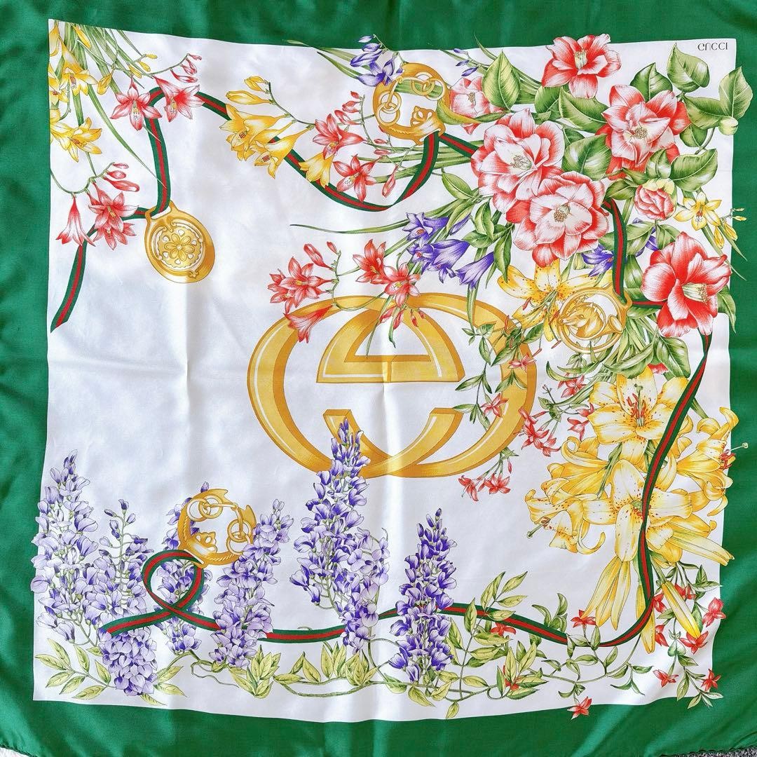 Good condition Gucci scarf interlocking floral pa… - image 8