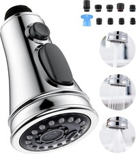 Kitchen Faucet Spray Head Replacement with 15 Adapters, 3 Function Pull Down