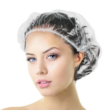 Aquior Shower Cap Disposable, 50 PCS Bath Caps Larger Thick Clear Waterproof Pla