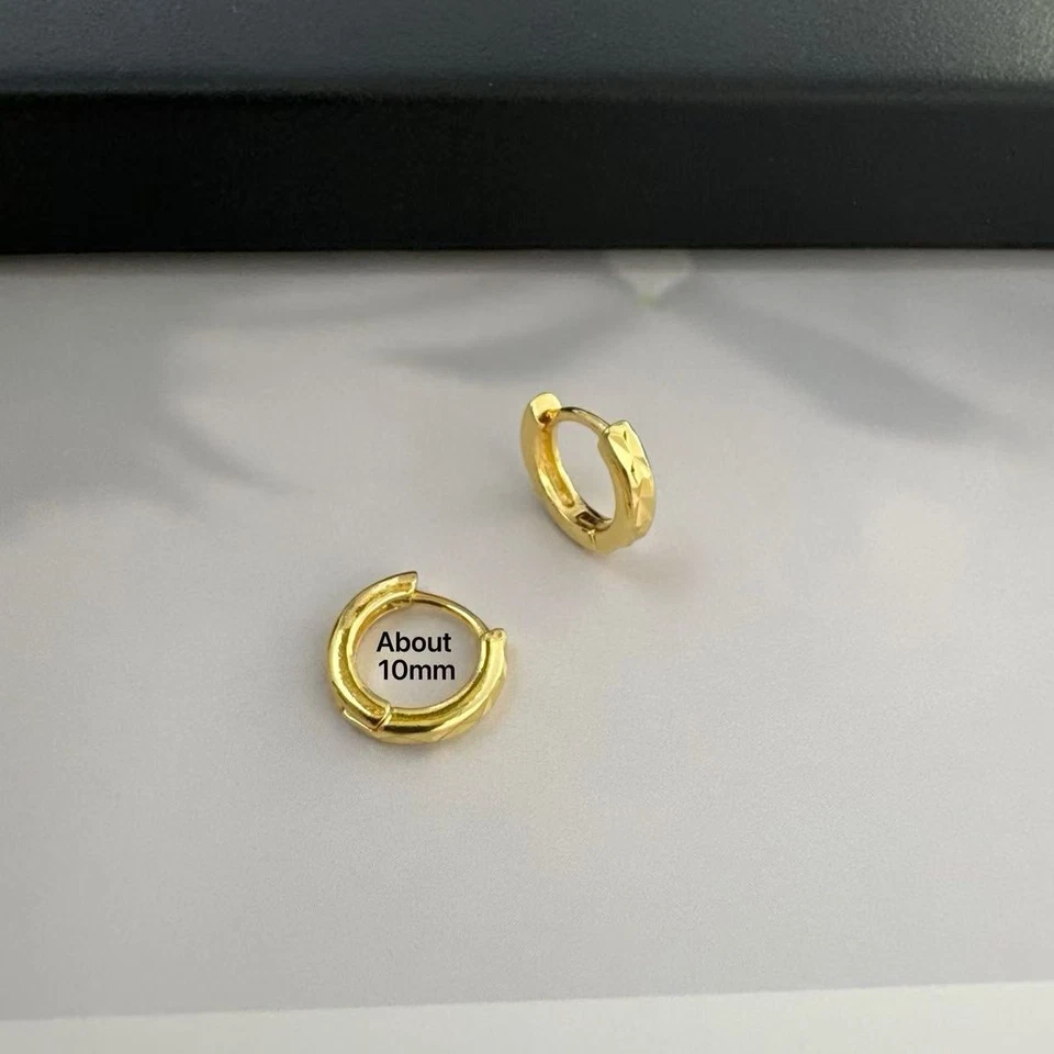 10mm Small Gold Hoop Earrings for Men Women Streetwear Unisex Earrings - Image 2 of 4