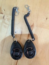 2 Pet Training Clickers With Bungee Chords And Clasps Good Condition