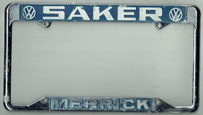 Merrick New York Saker Volkswagen Vintage VW Dealer License Plate Frame