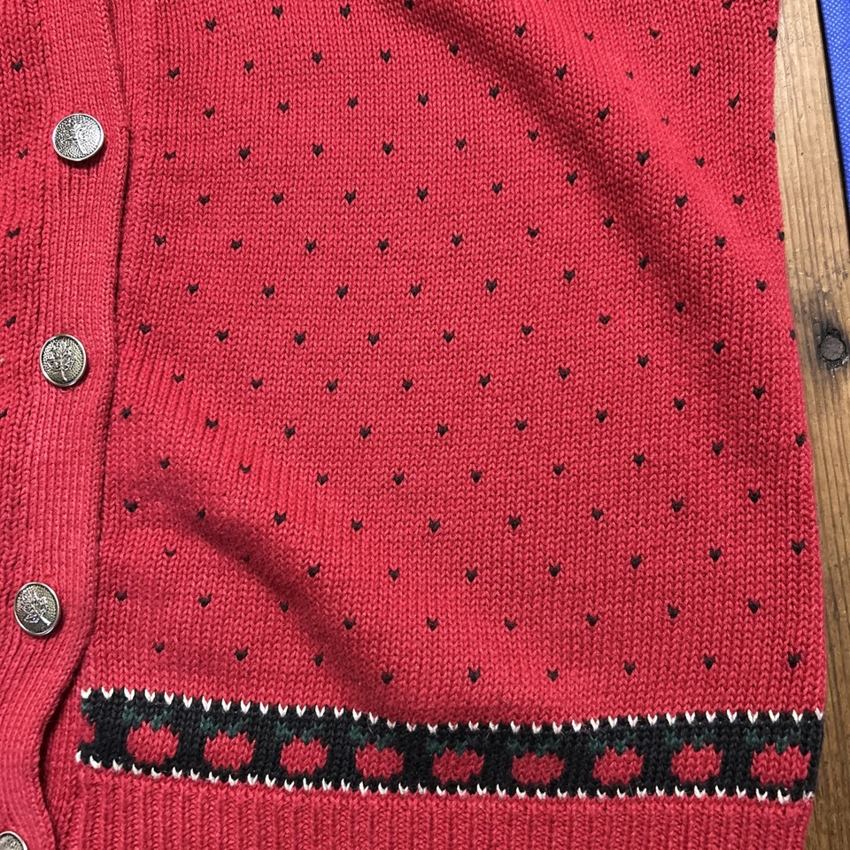 Cárdigan Woolrich De Colección Mujer XL Rojo Escuela Hojas Otoño Maestro Manzanas Bordado Foto 4 de 4