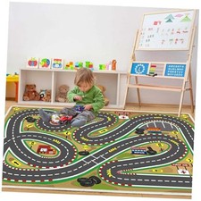 Kids Rug Race Track Play mat Playroom Rug Car Rugs for 3.3x4.9ft Race-brown