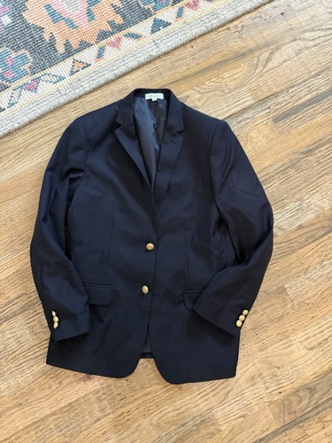 Class Club CC Stretch Modern Fit NAVY Sport Jacket Coat W/BRASS BUTTON Sz 16