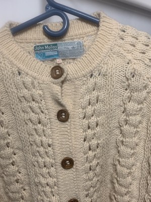 John Molloy Irish Aran Cardigan Sweater Size 40 Wool Vintage | eBay