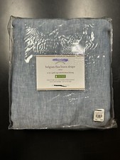 Pottery Barn Belgian Flax Linen Curtain Panel Blue Chambray 108x50 Blackout