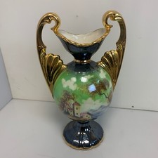 Vaso ad anfora in ceramica ALFA con contorni dorati 32 cm Decorato