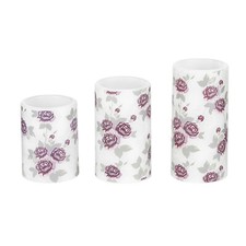 LED Echtwachs Kerzen 3tlg Flammenlos Rosen Fernbedienung Timer H15-13-10cm