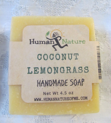 New~HUMAN NATURE Handmade Bar Soap COCONUT LEMONGRASS 4.5oz~Made In MAINE