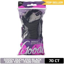 Goody Ouchless Women's Elastic Hair Ties - 70 Count, Black - 4MM - Medium Hair B
