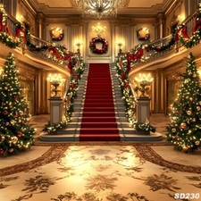 10'x10'Computer-painted Christmas Tree Stairway Scenic background backdrop SD230