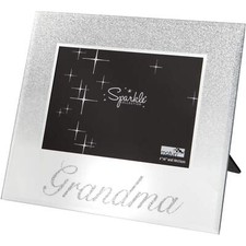 Image of GRANDMA PHOTO FRAME 6x4 INCH KEEPSAKE GIFT MIRRORED SILVER GLITTER