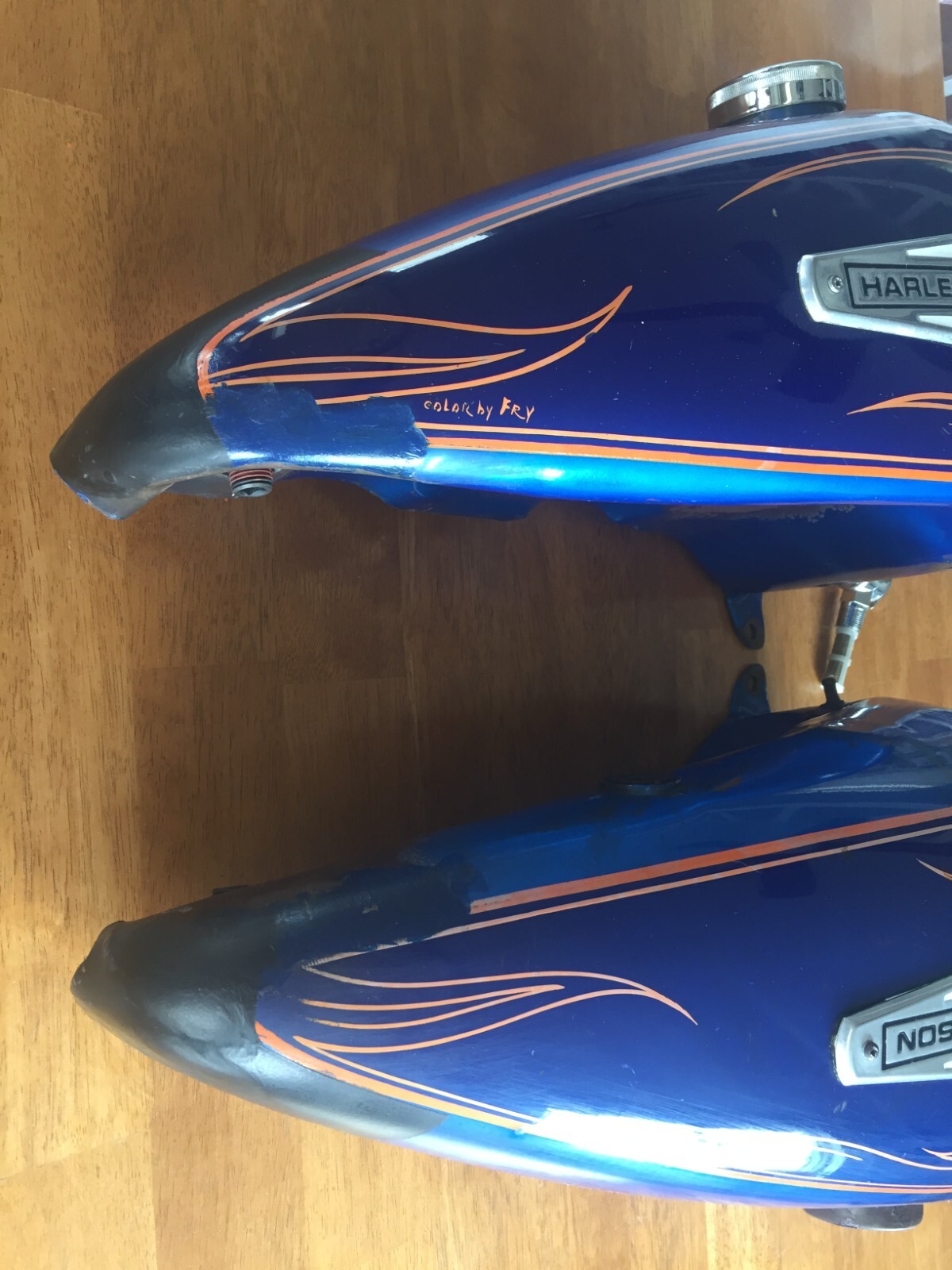 HARLEY SHOVELHEAD GAS FUEL TANKS 6772 OEM EMBLEMS SHUT OFF CAP FL FLH