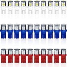 30 Pack 194 LED Bulb White/Blue/Red Combo T10 Wedge LED Bulb 5SMD-5050 168 LE...