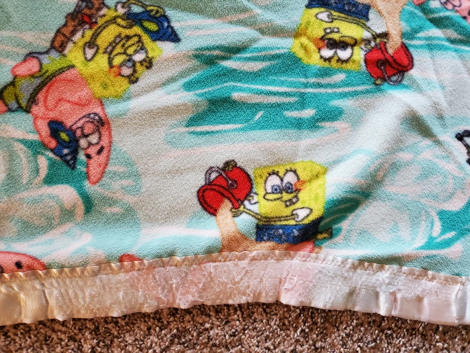 Manta acolchada casera para niños Bob Esponja pantalón cuadrado Patrick Ocean 40x56 Foto 3 de 4