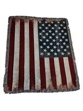  AMERICAN FLAG TAPESTRY THROW/BLANKET 56" X 47" AMERICANA Laural Home Retired 