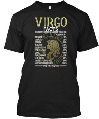 Virgo Zodiac Sign Facts - Servings Per T-Shirt Made in the USA Size S to 5XL