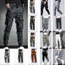 Men Casual Streetwear Jogger Cargo Pants Sweatpants Combat Sports Urban Trouser~