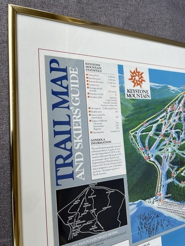 Vtg Ski Map - 1988 Keystone Mountain Colorado Trail Piste - Framed 19x22” 🎿 - Picture 5 of 8