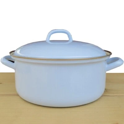 Riess Esmalte Olla 24 cm Azul Cacerola con Tapa 4 L Classic Pastel Olla