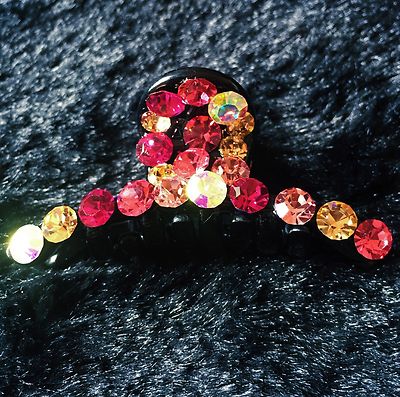 QUALITY Hair CLAW Clip using Swarovski Crystal Hairpin Ponytail Unique Pink 2