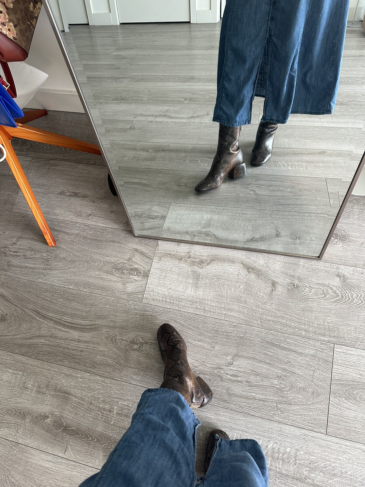 EUC Dear Frances Form Boots, Python Brown, Size 3… - image 8