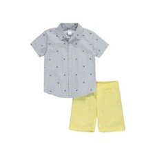 Carter's 4T Boy 2 piece Button Down Sailboat Shirt Yellow Short Set - New