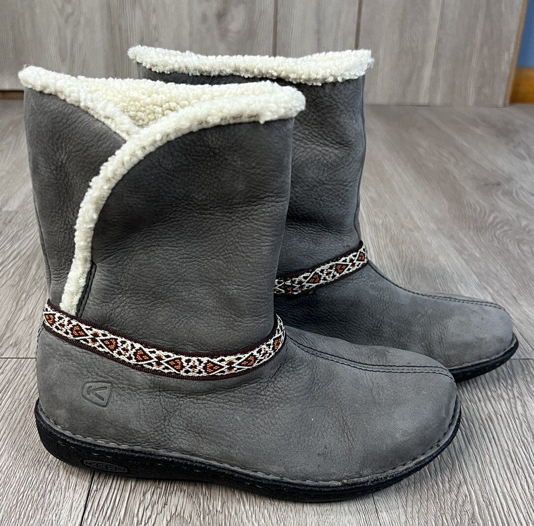 Stivali KEEN donna taglia 5 grigio scamosciato Galena media caviglia foderati sherpa 1011470