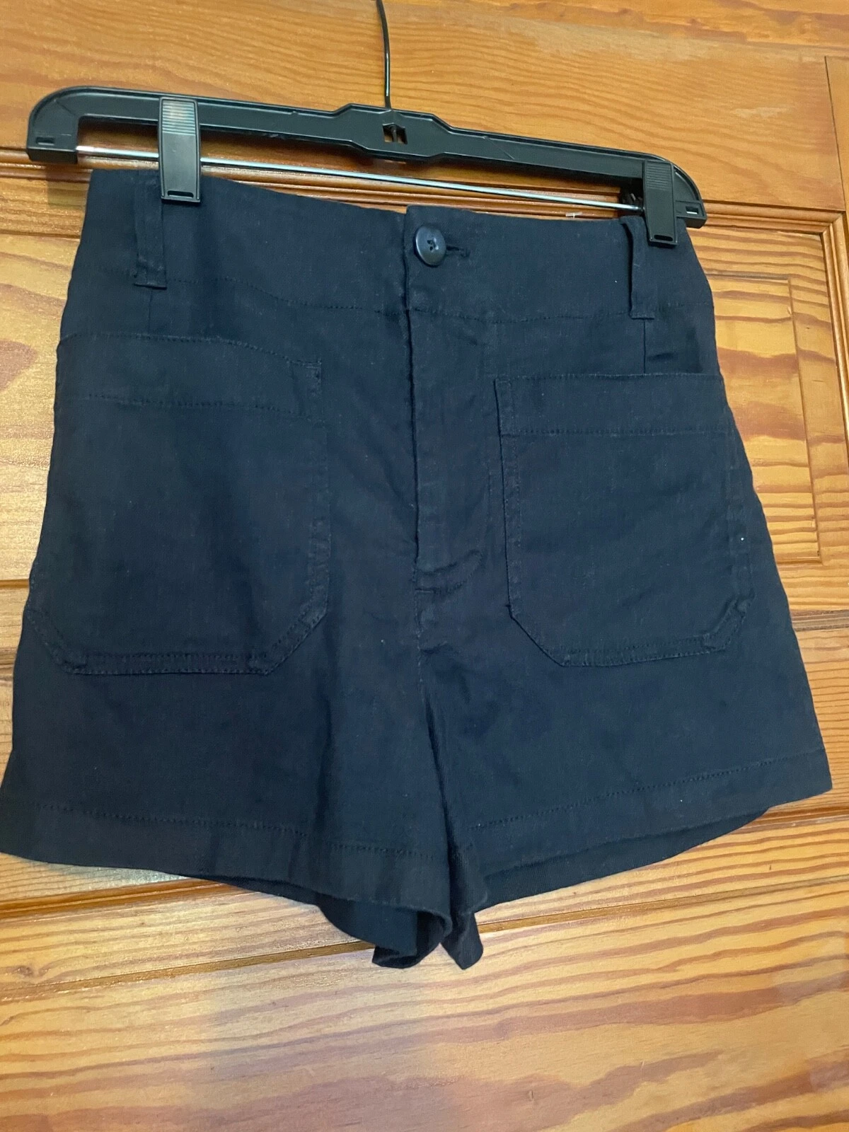 Anthropologie Maeve Collette black linen shorts size 27