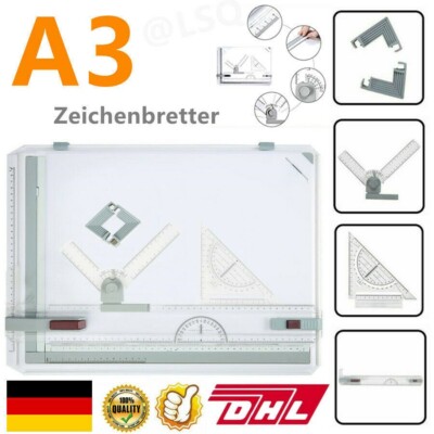 NEWFUN Zeichenplatte A3 - Mit Paralleler Zeichenbahn & Winkelmesser