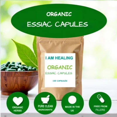 I AM HEALING Essiac Tea Organic Capsules 8 Herb Tea in 120 Vegetarian Caps UK with Free P&P
