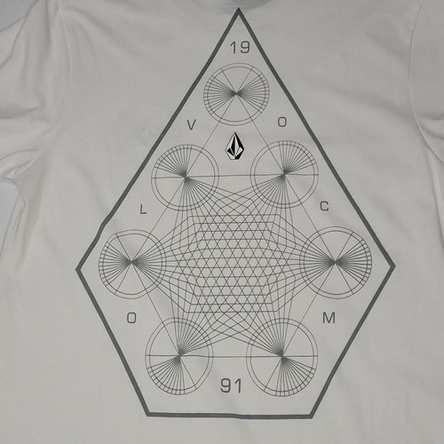Volcom Mens Modern Fit Space Time Geometric Short Sleeve T-Shirt White Small NWT - Picture 4 of 4