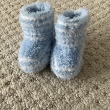 Hand knitted Baby Blue and White Stripped Socks.