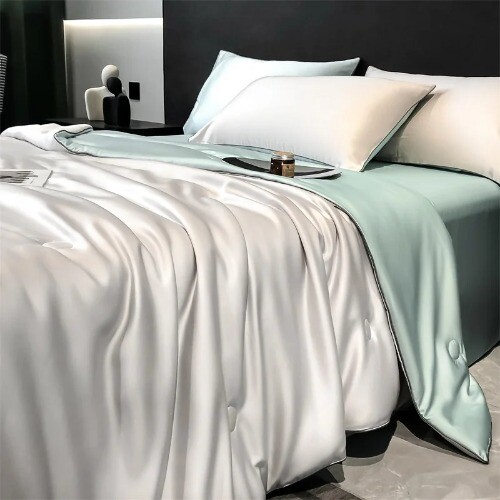 Summer Quilt Solid Color Smooth Cooling Comforter Silky Blanket Cool Blanket - Bild 14 von 34