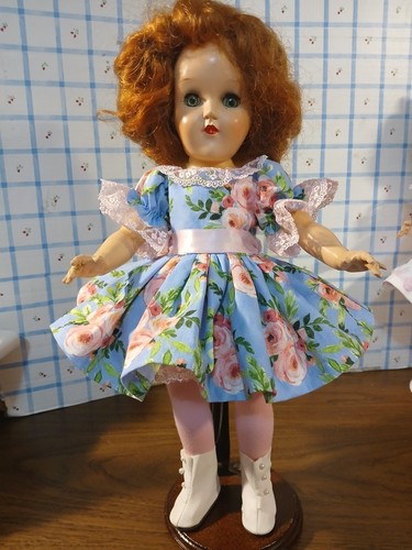 SSO DOLL CLOTHES: 14" TONI, HONEY, 15"SHIRLEY TEMPLE PINK FLORAL DRESS SHOES SOX