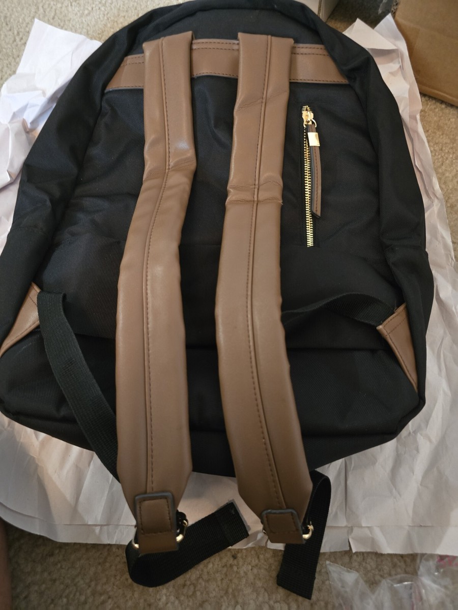 Tommy Bahama Navy Brown Leather Laptop Case Backpack Sling Bag