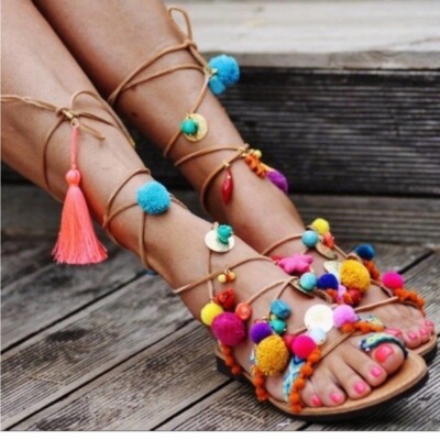 Anthropologie Elina Linardaki Penny Lane Gladiator Sandals Flats