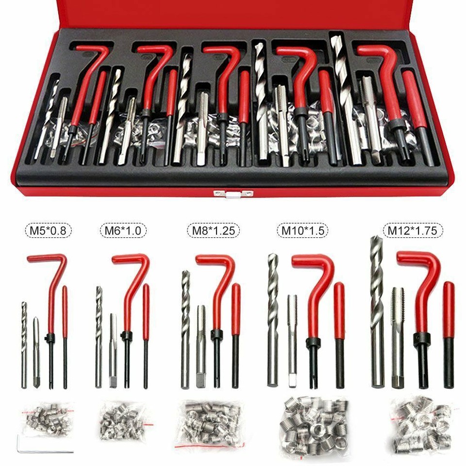 131Pc Thread Repair Kit HSS Drill Helicoil Metric Set Heli Coil Tap