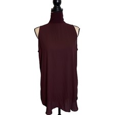 Loft Dress Womens Medium High Neck Sleeveless Semi Sheer Lightweight Party