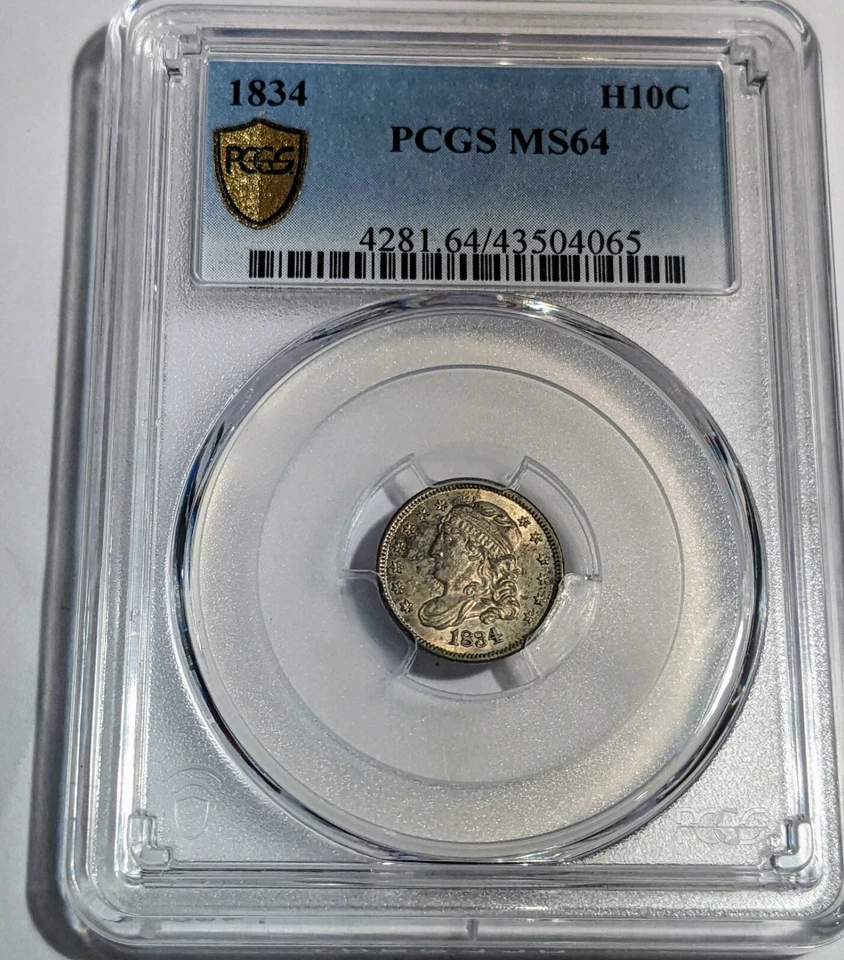 1834 PCGS Graded MS64 Capped Bust Half Dime - H10C Rainbow Toning Sharp! - Image 2 of 4