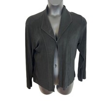 Chicos Travelers Women Size 2 L Slinky Black Jacket Long Sleeve E469