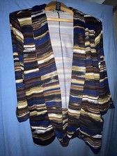 Robert Louis Women's 3/4 Striped Jacket Shrug Large Fall/winter Colors Low