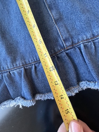Little Girls Denim Skirt Large 6 Ruffle Raw Hem Elastic Back Pockets NWT $39 - Picture 13 of 14