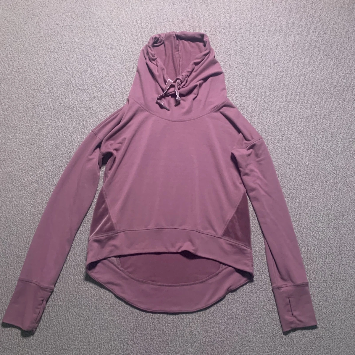 Champion Women Sweatshirt XS Turtleneck High Neck Purple Drawstring Long Sleeve