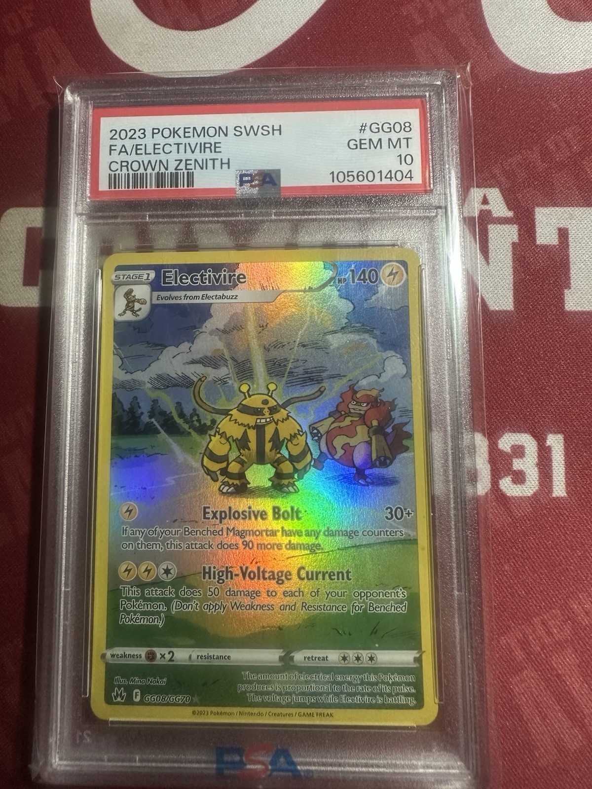 Pokémon TCG Electivire GG08/GG70 Crown Zenith Ultra Rare Full Art Holo PSA 10